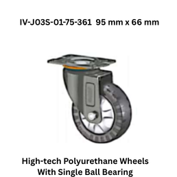 Supo High-tech Polyurethane Wheels With Single Ball Bearing IV-J03S-01-75-361 95 mm x 66 mm