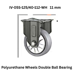 Supo Polyurethane Wheels Double Ball Bearing IV-05S-125/40-112-WH 11 mm
