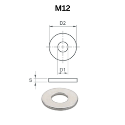 Precise DIN440R Round Washers - M12 - Stainless Steel