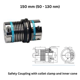 KBK Safety Coupling with collet clamp and inner cone - 150 mm (50 - 130 nm)