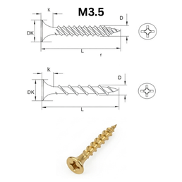 Precise Bugle Head Drywall Screws - M3.5 - Brass