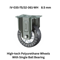 Supo High-tech Polyurethane Wheels With Single Ball Bearing IV-03S-75/32-361-WH 8.5 mm