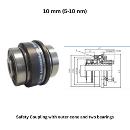 KBK Safety Coupling with outer cone and two bearings - 10 mm (5-10 nm)