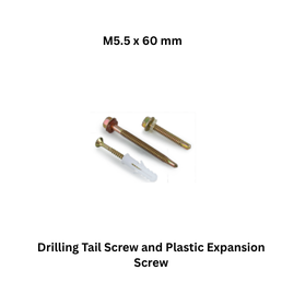 AirPipe Drilling Tail Screw and Plastic Expansion Screw - M5.5 x 60 mm