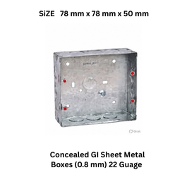 Electrotech Integrators Concealed GI Sheet Metal Boxes (0.8 mm) 22 Guage 78 mm x 78 mm x 50 mm