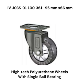 Supo High-tech Polyurethane Wheels With Single Ball Bearing IV-J03S-01-100-361 95 mm x66 mm