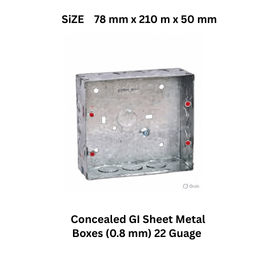 Electrotech Integrators Concealed GI Sheet Metal Boxes (0.8 mm) 22 Guage 78 mm x 210 m x 50 mm