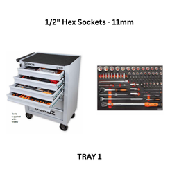 Groz Universal Tool Kit Tray 1 - 1/2" Hex Sockets - 11mm