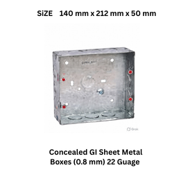 Electrotech Integrators Concealed GI Sheet Metal Boxes (0.8 mm) 22 Guage 140 mm x 212 mm x 50 mm