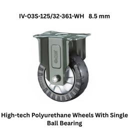 Supo High-tech Polyurethane Wheels With Single Ball Bearing IV-03S-125/32-361-WH 8.5 mm