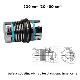 KBK Safety Coupling with collet clamp and inner cone - 200 mm (30 - 90 nm)