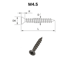 Precise Double Flat Head Chipboard Screws - M4.5 - Carbon Steel
