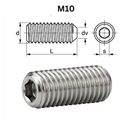 Precise DIN 916 Hexagon Socket Set Screws With Cup Point - M10