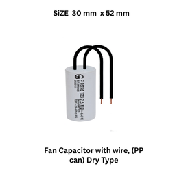Electrotech Integrators Fan Capacitor with wire, (PP can) Dry Type - 30 mm x 52 mm