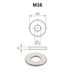 Precise DIN440R Round Washers - M16 - Stainless Steel