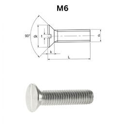 Precise DIN 963 Slotted Countersunk Head Screws - M6