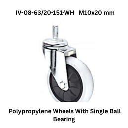 Supo Polypropylene Wheels With Single Ball Bearing IV-08-63/20-151-WH M10x20 mm