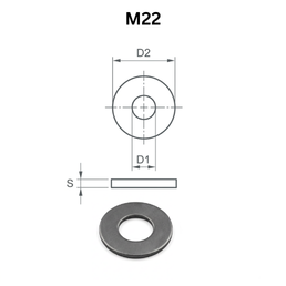 Precise DIN440R Round Washers - M22 - Carbon Steel