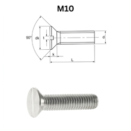 Precise DIN 963 Slotted Countersunk Head Screws - M10