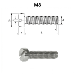 Precise DIN 84 Slotted Chesse Head Screws - M8