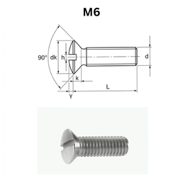 Precise DIN 964 Slotted Raised Countersunk Head Screws - M6