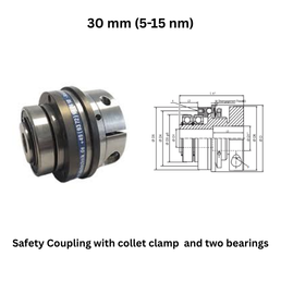 KBK Safety Coupling with collet clamp and two bearings - 30 mm (5-15 nm)