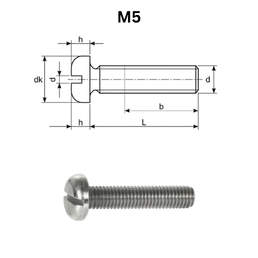 Precise DIN 85 Slotted Pan Head Screws - M5