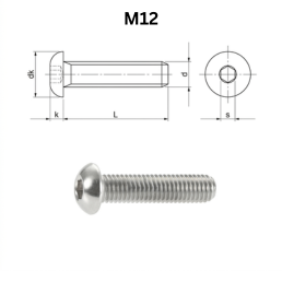 Precise DIN 7380 Hexagon Socket Button Head Screws - M12
