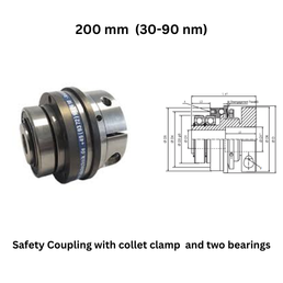 KBK Safety Coupling with collet clamp and two bearings - 200 mm (30-90 nm)