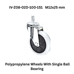 Supo Polypropylene Wheels With Single Ball Bearing IV-Z08-02D-100-151 M12x25 mm