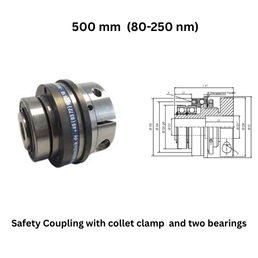 KBK Safety Coupling with collet clamp and two bearings - 500 mm (80-250 nm)