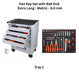 Groz Automotive Tools Kit Tray 1 - Hex Key Set with Ball End - Extra Long - Metric - 6.0mm