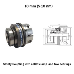 KBK Safety Coupling with collet clamp and two bearings - 10 mm (5-10 nm)