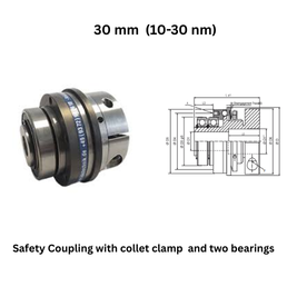 KBK Safety Coupling with collet clamp and two bearings - 30 mm (10-30 nm)