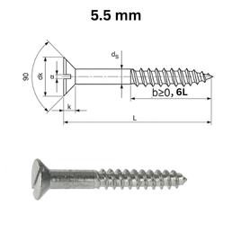 Precise DIN 97 Slotted Countersunk Flat Head Wood Screws - 6 mm