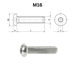 Precise DIN 7380 Hexagon Socket Button Head Screws - M16