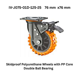 Supo Skidproof Polyurethane Wheels with PP Core Double Ball Bearing IV-J075-01D-125-25 76 mm x76 mm