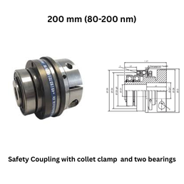 KBK Safety Coupling with collet clamp and two bearings - 200 mm (80-200 nm)