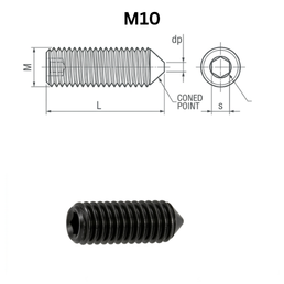 Precise DIN 914 Hexagon Socket Set Screws With Cone Point - M10