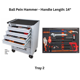 Groz Automotive Tools Kit Tray 2 - Ball Pein Hammer - Handle Length: 14"