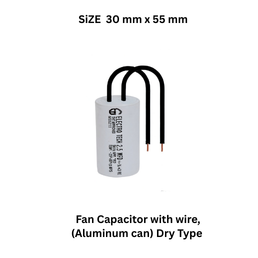 Electrotech Integrators Fan Capacitor with wire, (Aluminum can) Dry Type - 30 mm x 55 mm (4 mfd)