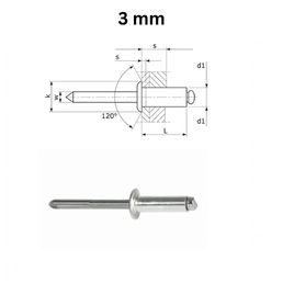 Precise DIN 7337-A Domed Head Blind Rivets - 3 mm
