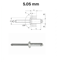 Precise DIN 7337-A Domed Head Blind Rivets - 5.05 mm