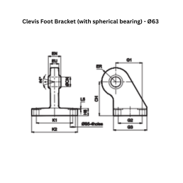 Janatics Pneumatic Clevis foot bracket (with spherical bearing) - Ø63