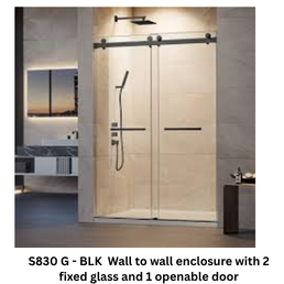 Jaguar S830 G - BLK Wall to wall enclosure with 2 fixed glass and 1 openable door - 2001 - 2400 mm