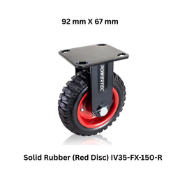 Supo Poly Solid Rubber Red Disc Caster Wheel - IV35-FX-150-R - 92 mm X 67 mm