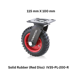 Supo Poly Solid Rubber Red Disc Caster Wheel - IV35-PL-200-R -115 mm X 100 mm