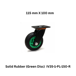 Supo Poly Solid Rubber Green Disc Caster Wheel - IV35-1-PL-150-R -115 mm X 100 mm