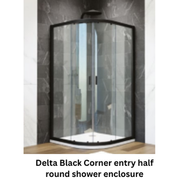 Jaguar Delta Black Corner entry half round shower enclosure - 900 mm x 900 mm