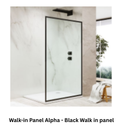 Jaguar Walk-in Panel Alpha - Black Walk in panel framed in standard dimension - 700 mm